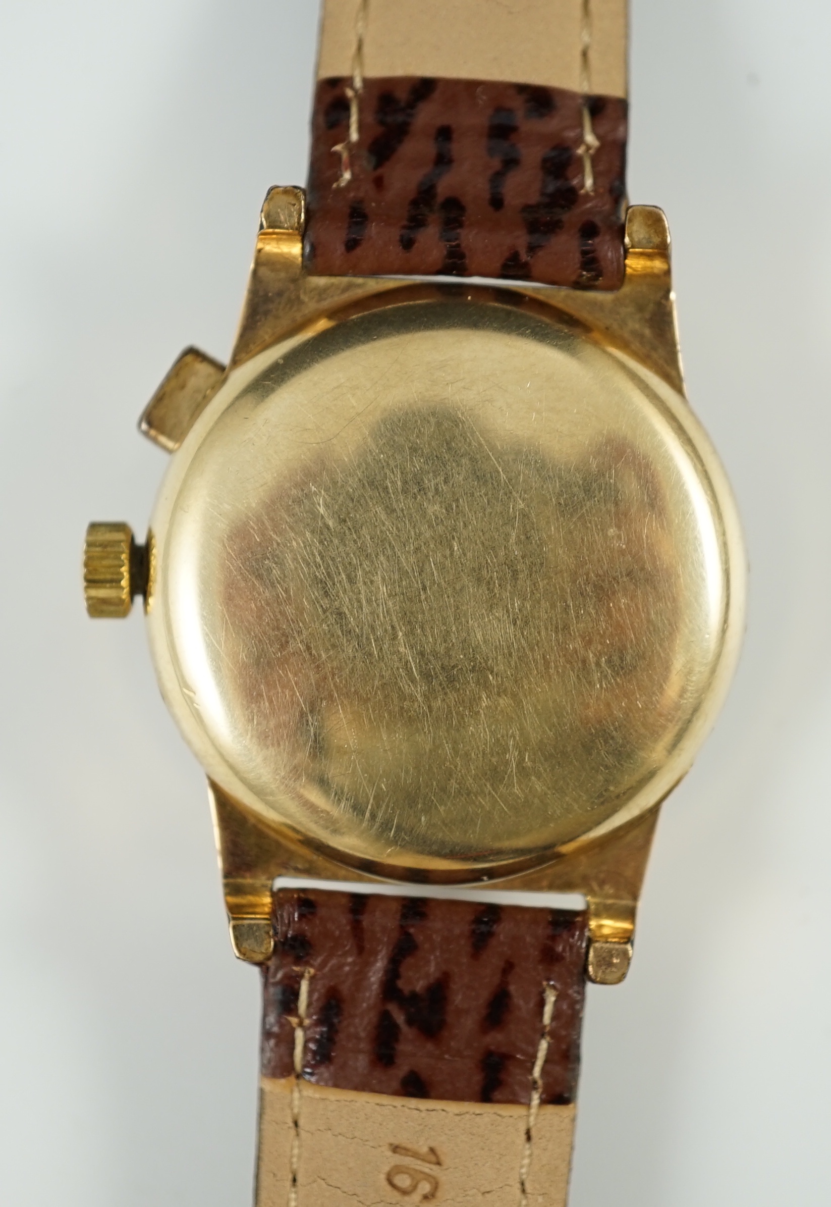 A gentleman's rare early 1940's 10k gold filled Longines 'Stopwatch' second, manual wind wrist watch, serial number 6,120,684, stop second movement c.12.68Z